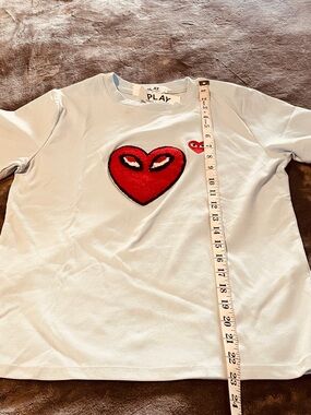 Comme des Garçons PLAY White Tee with Red Heart Patch